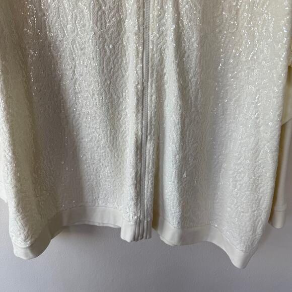 Quacker Factory 3X Seauin front Ivory Hoodie Cotton blend - Picture 5 of 11